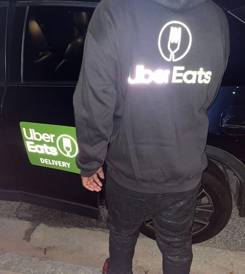 Reflective Tshirt UberEats Delivery Driver Black
