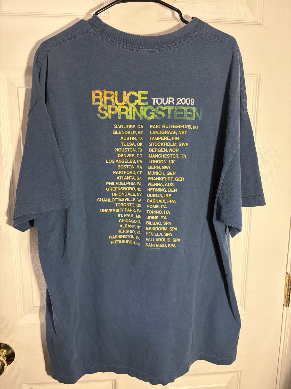 Bruce Springsteen Tour 2009 Men’s 2xl Blue Double-Sided Graphic Cotton Tee