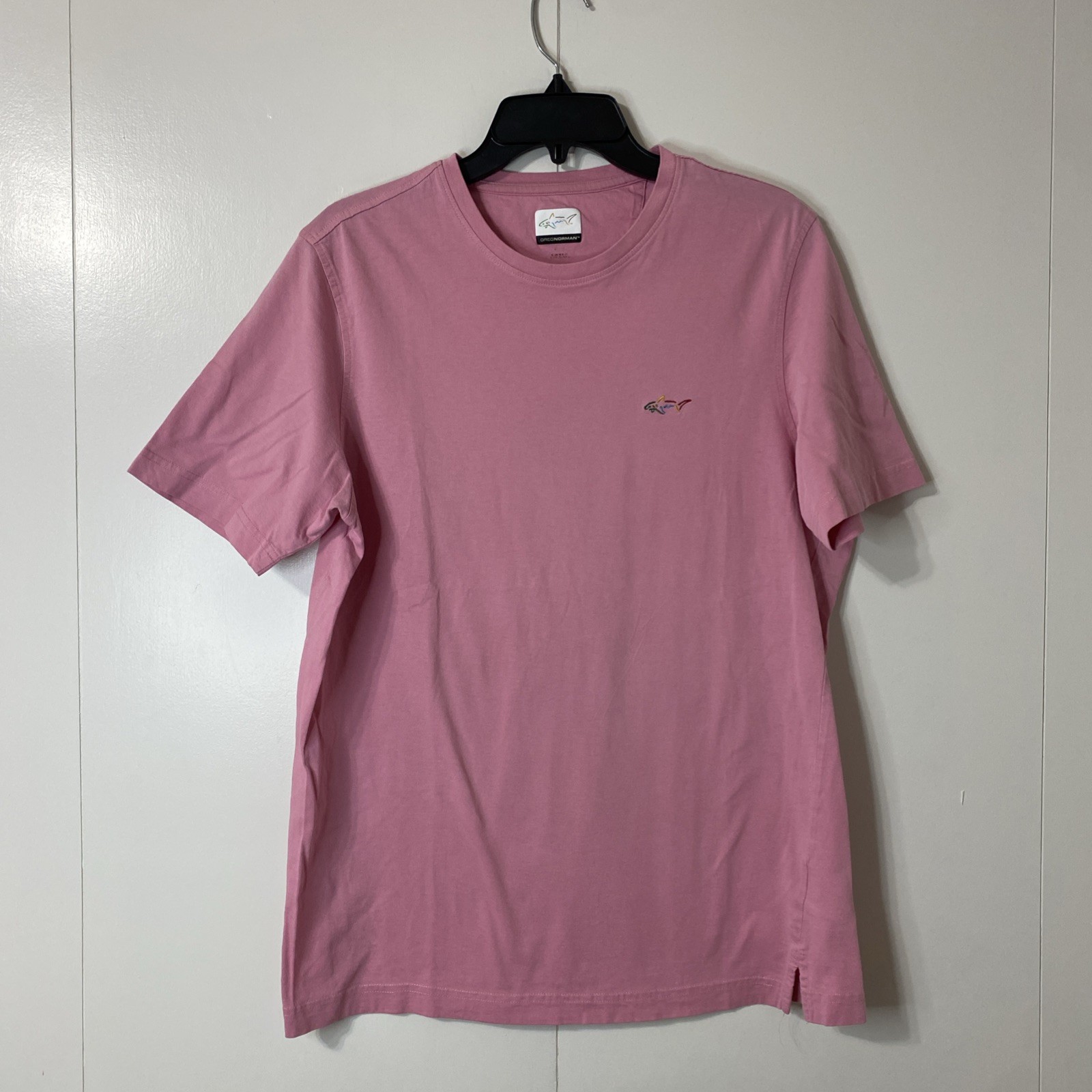 Greg Norman Shirt Mens Medium Pink Short Sleeve Golf Tee M Shark Logo