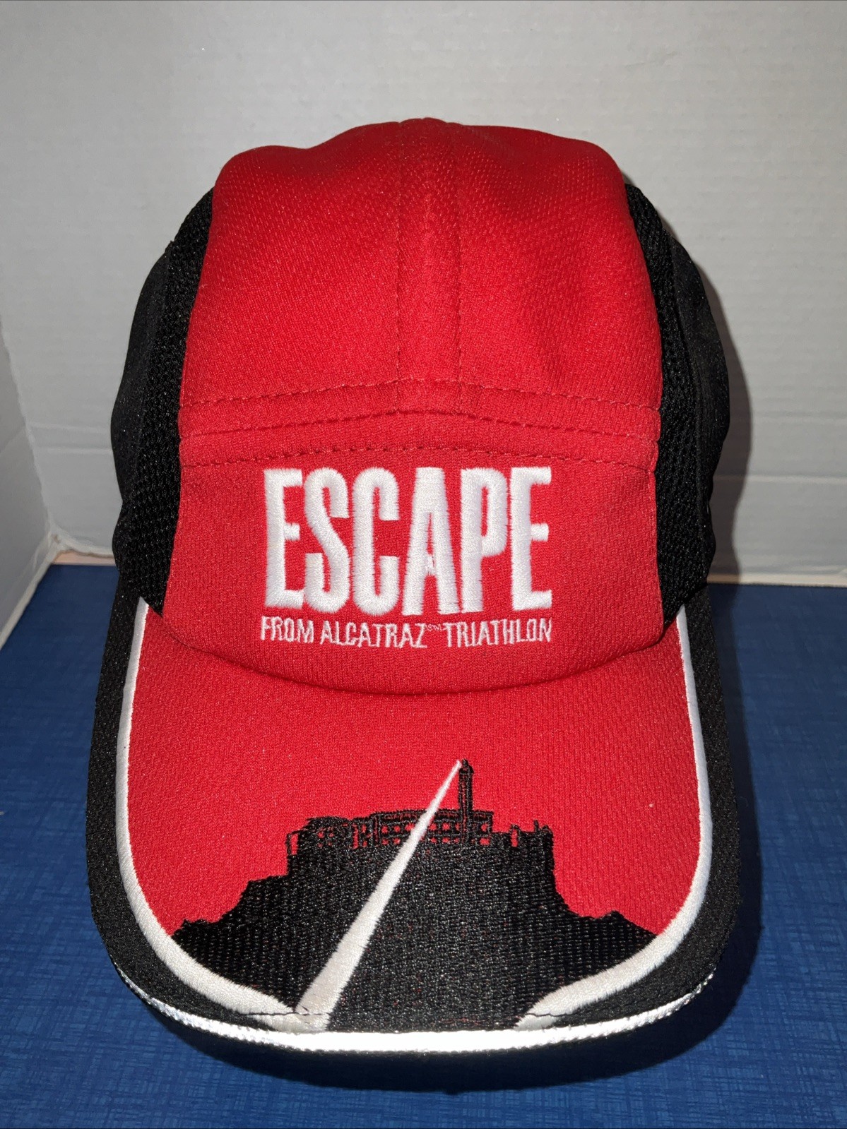Escape Alcatraz Swim Triathlon Swim Bike Run StrapBack Hat Prison Lighthouse
