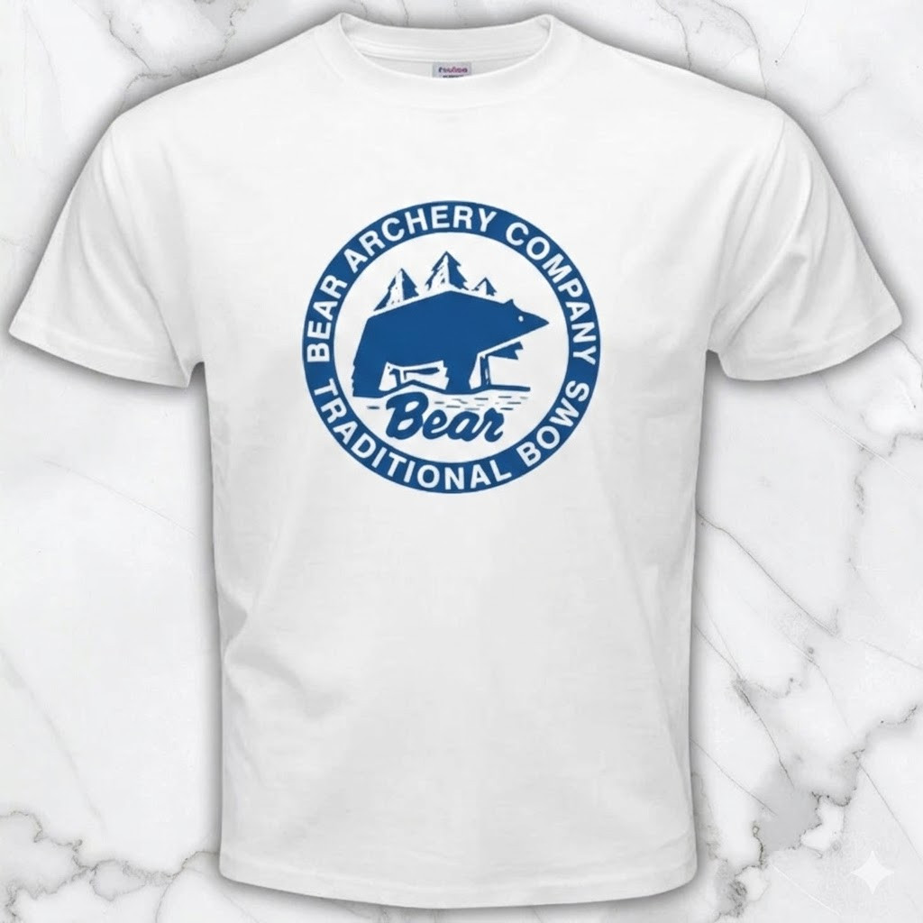 Bear Archery Bow Crossbow Men’s White Graphic T Shirt Freeships