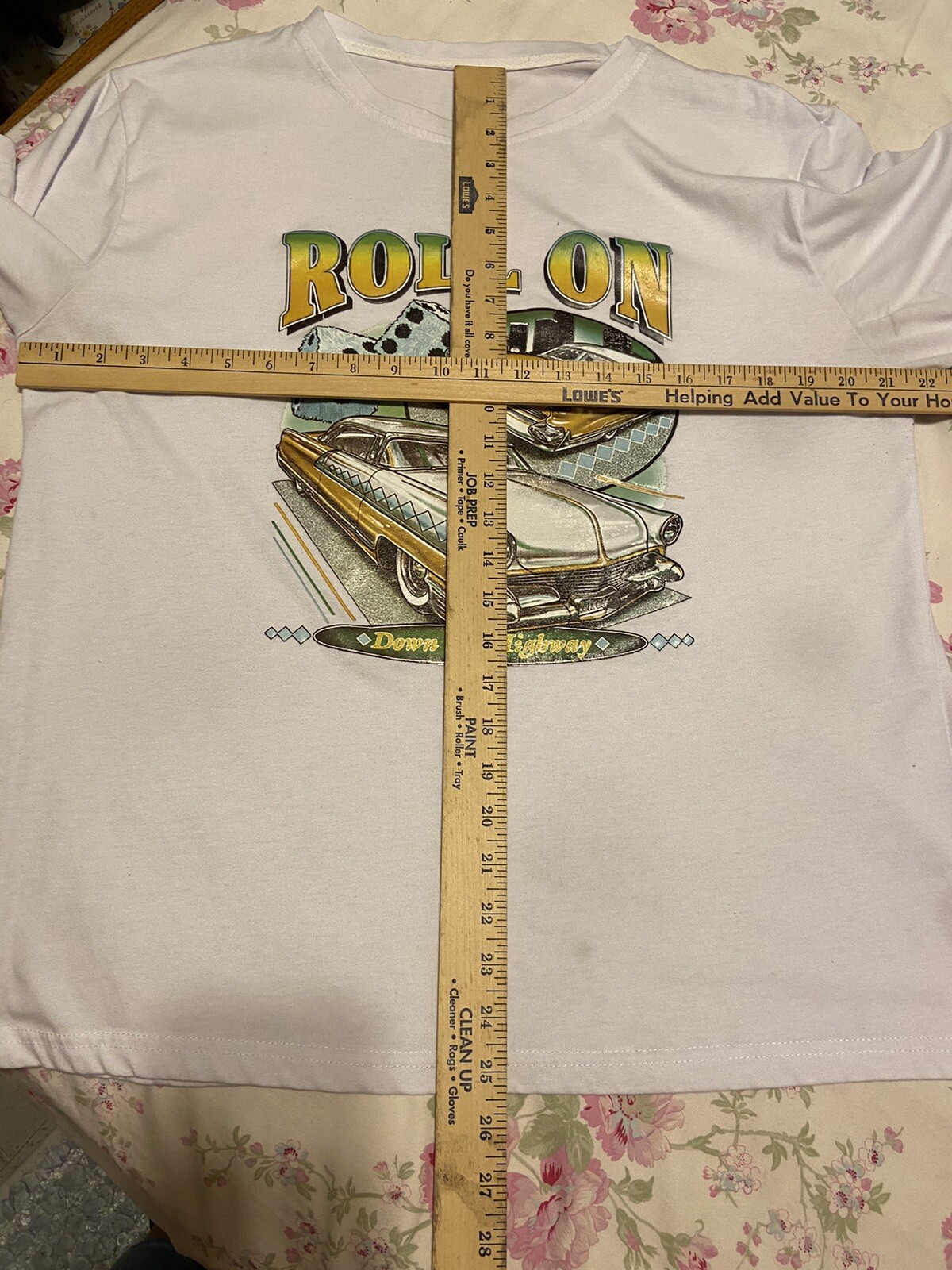 Roll On Down the Highway Tshirt Hot Rods White Large