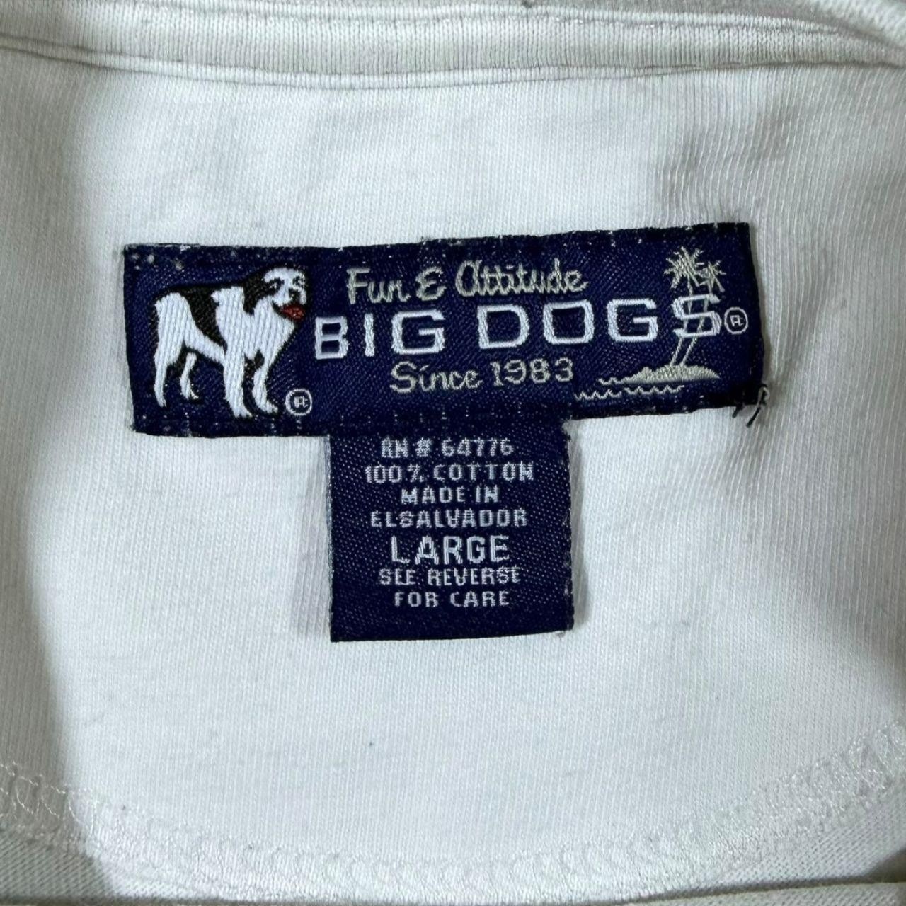 Early 00’s Big Dogs Classic Embroidered Mini Logo White Cotton T-Shirt Large