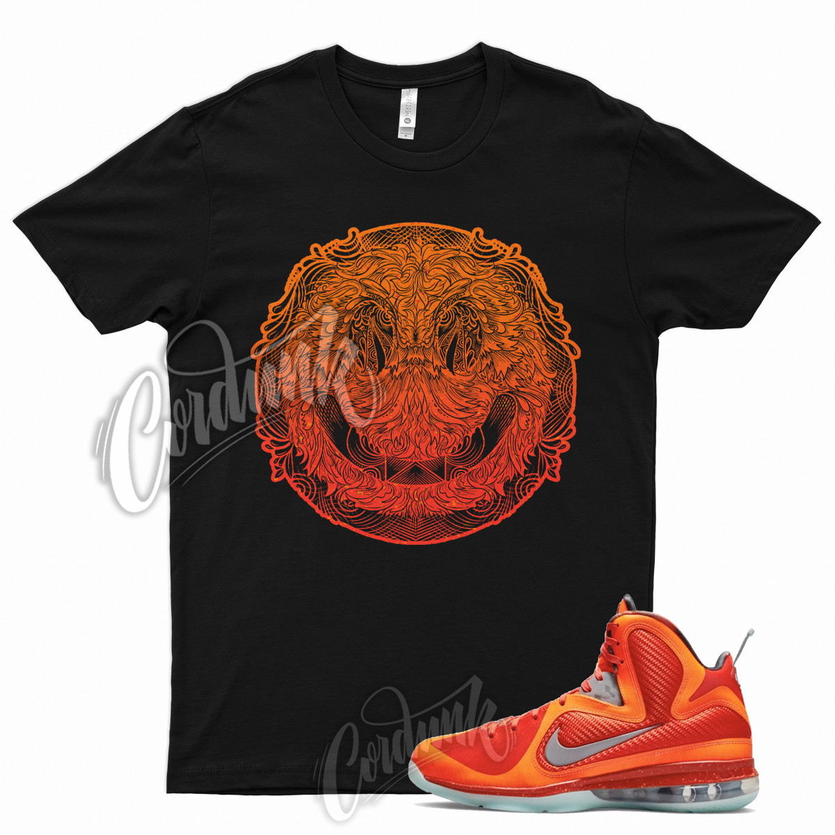 HAPPY T Shirt for Lebron 9 Total Orange Metallic Silver Team Mango Big Bang 19 8