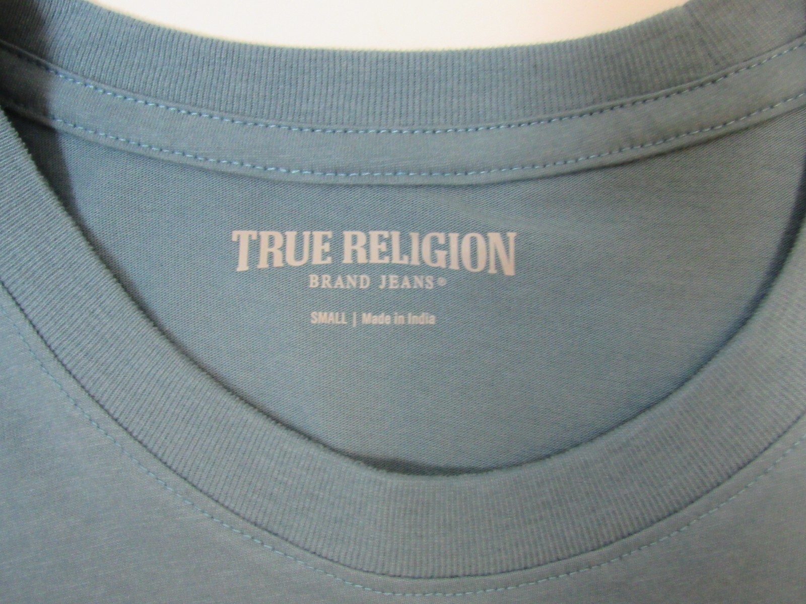 True Religion NWT Men’s Small Teal Gray Crew Neck Graphic T-Shirt Buddha New