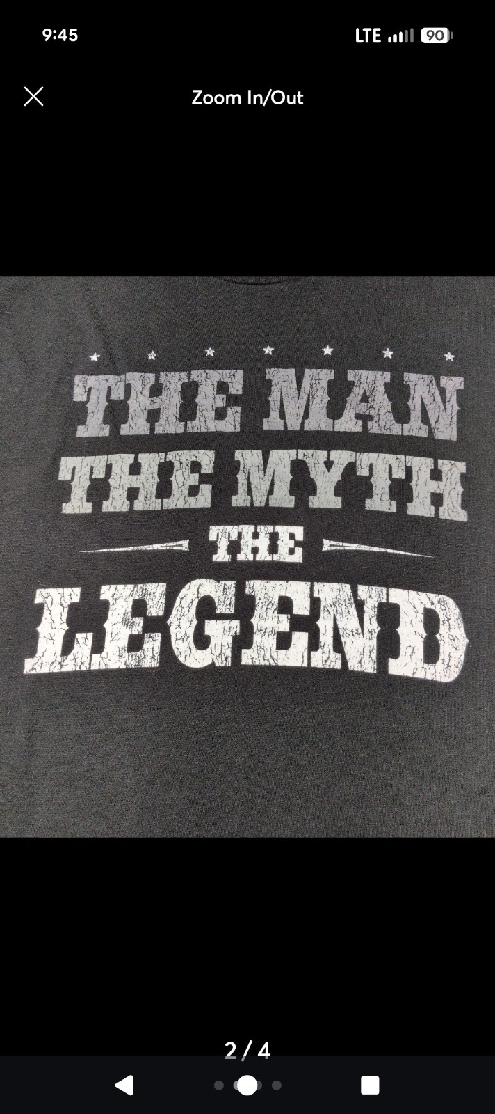 T-Shirt Man The Myth The Legend Shirt Mens XL Black Short Sleeve Fathers Day
