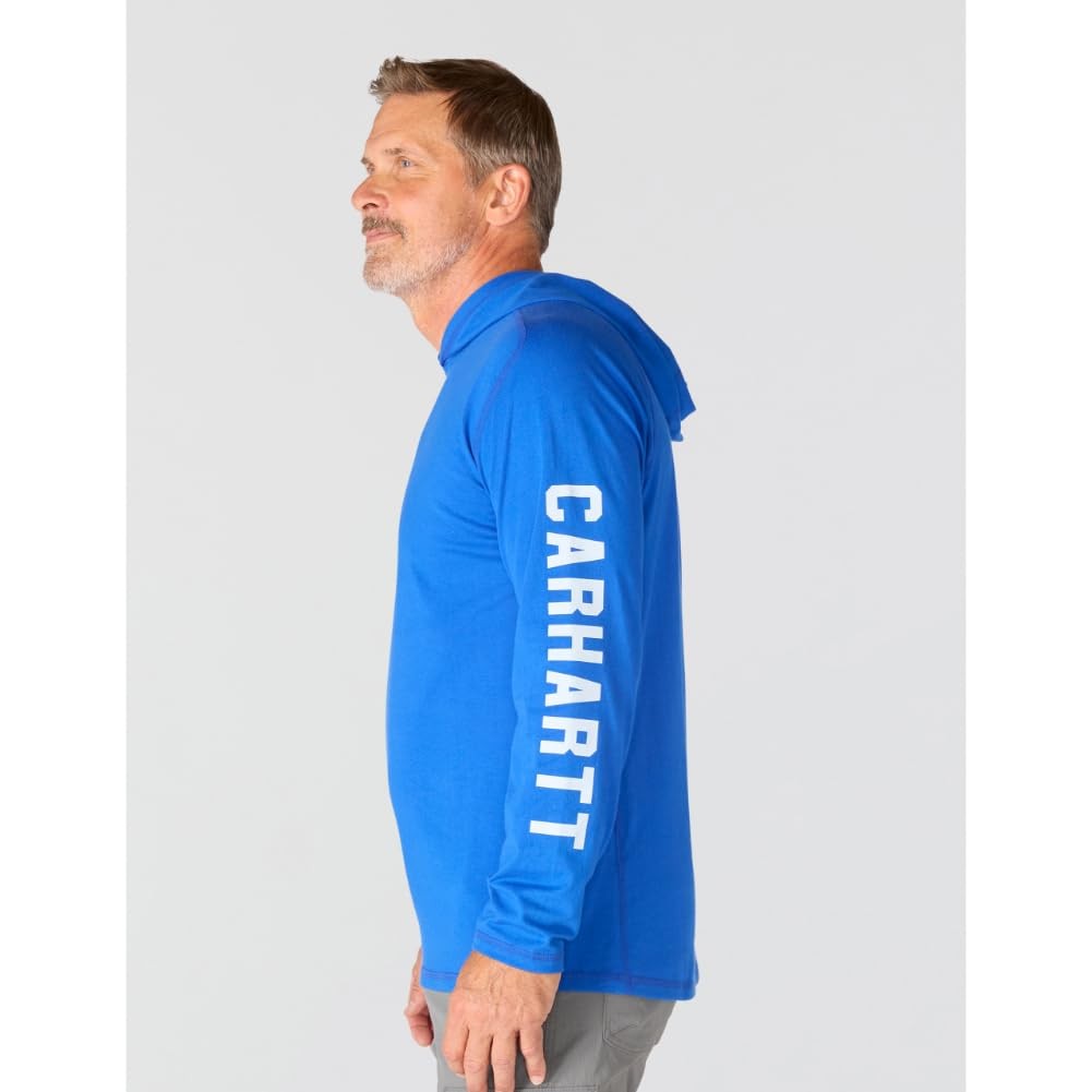 Carhartt Force Relaxed Fit Long-Sleeve Hooded T-Shirt, Indigo 106654-HS4 XL