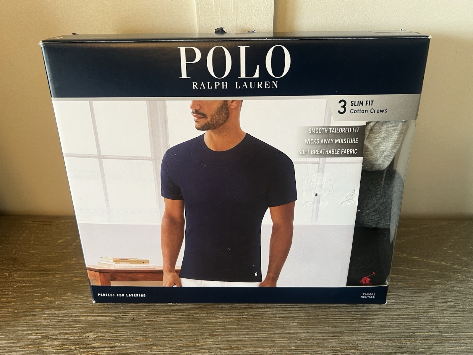 Polo Ralph Lauren Men’s Black Gray Slim Fit Crew-Neck 3 Pack T-Shirts Size S