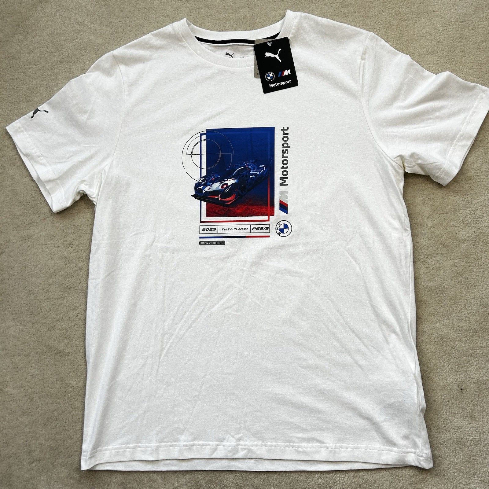 Puma BMW Motorsport IMSA Race Car Essential Logo TShirt Men’s Large Graphic