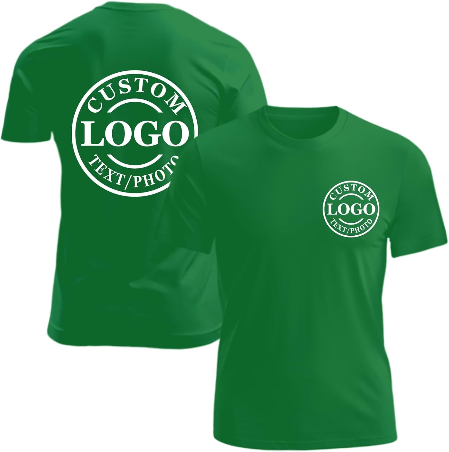 Custom Business Logo T-Shirt Front Back Upload Photo Text Logo 100% Cotton