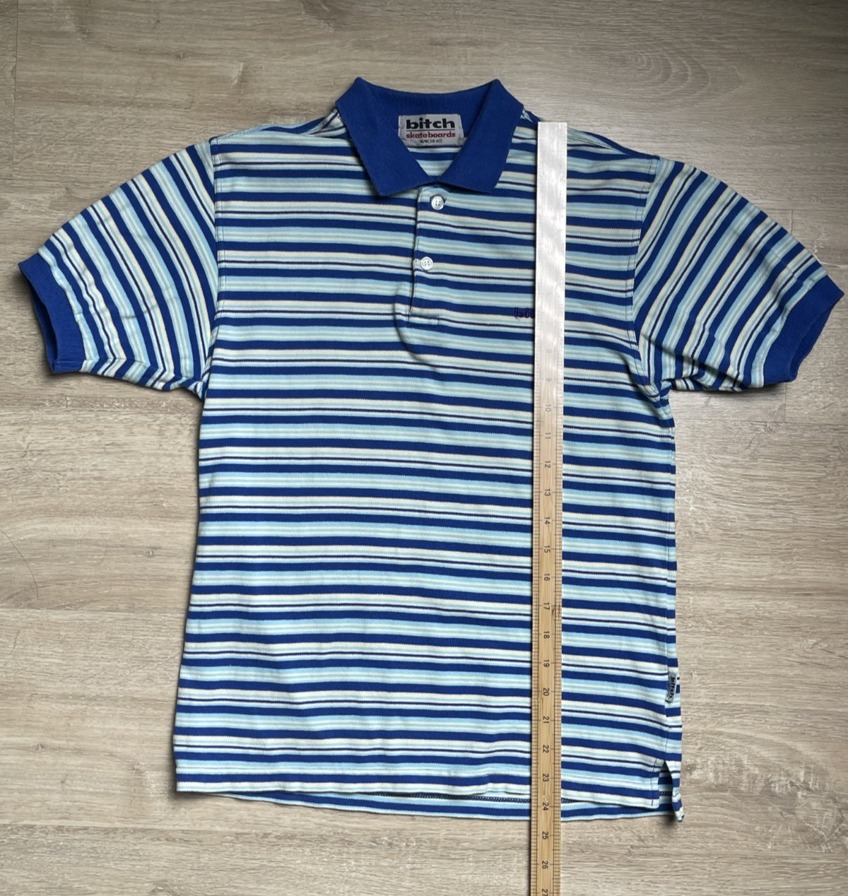 Vintage Bitch Skateboards Striped Button Up Polo T Shirt Men’s Size Medium 90S