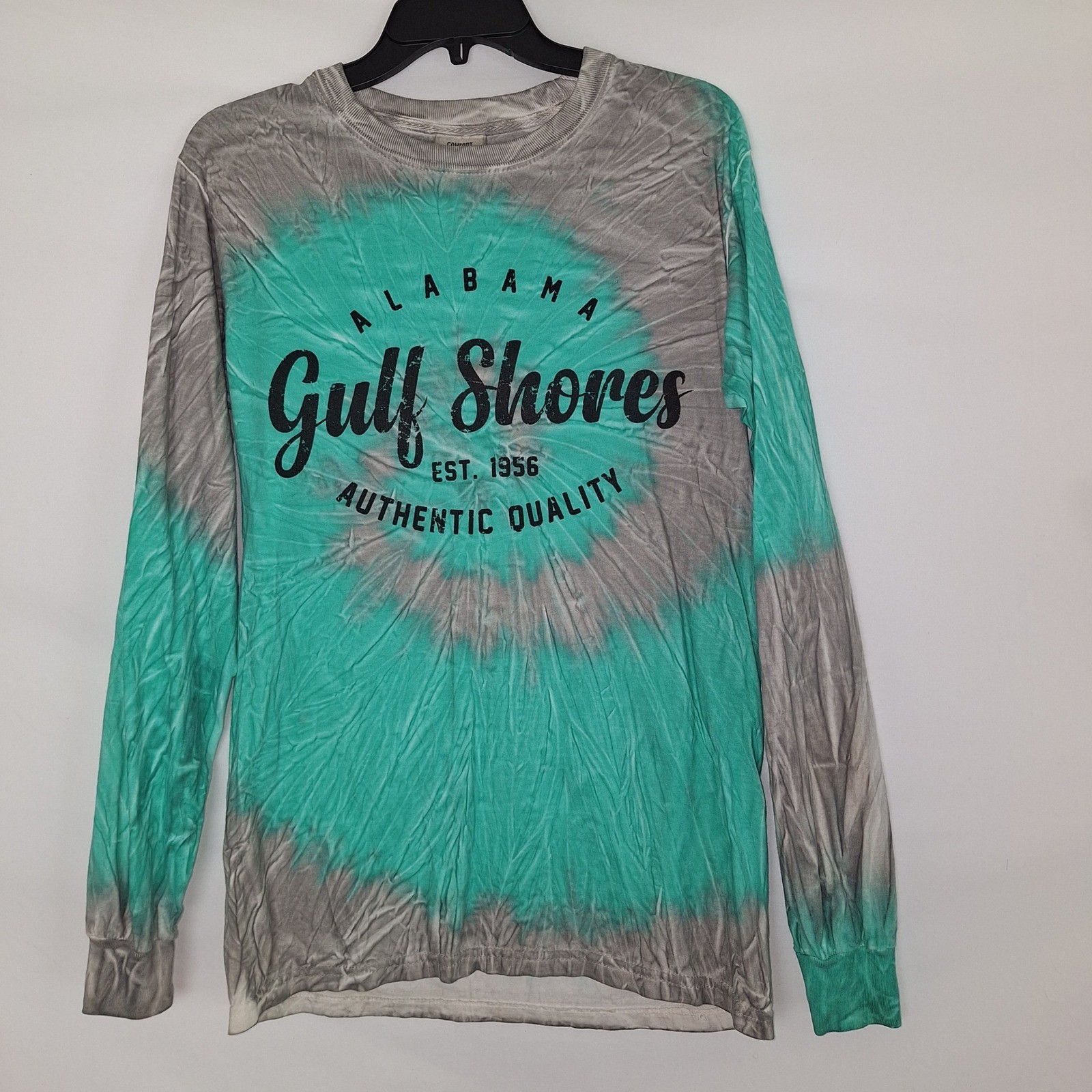 Comfort Colors Gulf Shores Alabama Tie Dye Long Sleeve T-Shirt Teal Grey Small