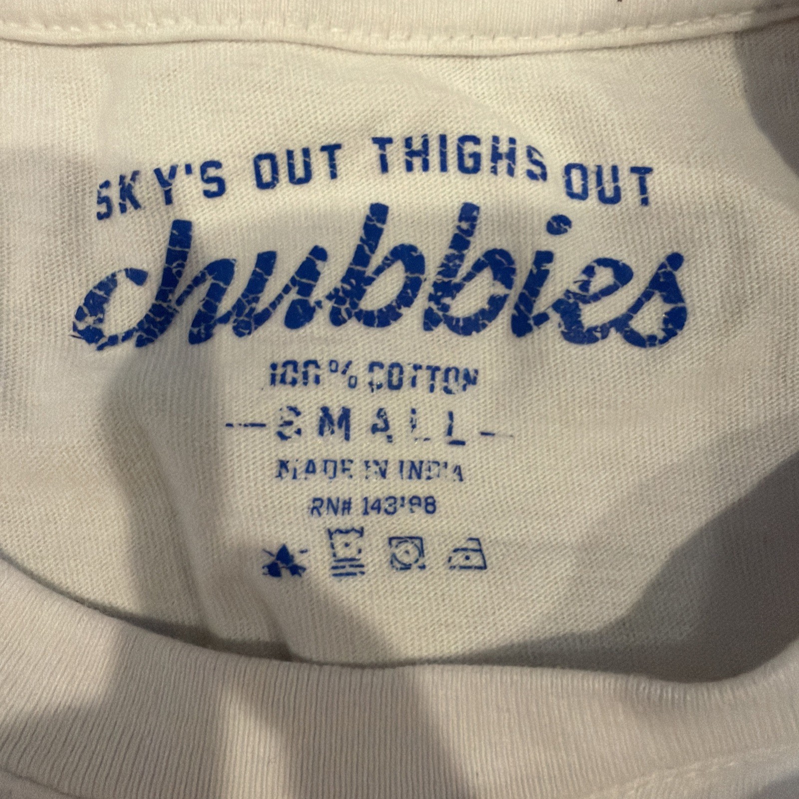 Chubbies Men’s Graphic T-Shirt The Weekender Short Sleeve Size Small White/Blue