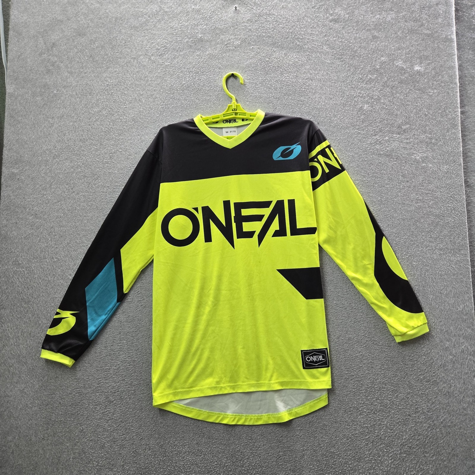 O’Neal Men Shirt SMALL Yellow Colorblock Logo Spellout Activewear Long Sleeve