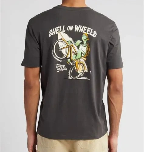 Tommy Bahama Men’s SZ L Gray Shell on Wheels Short Sleeve Graphic Tee New