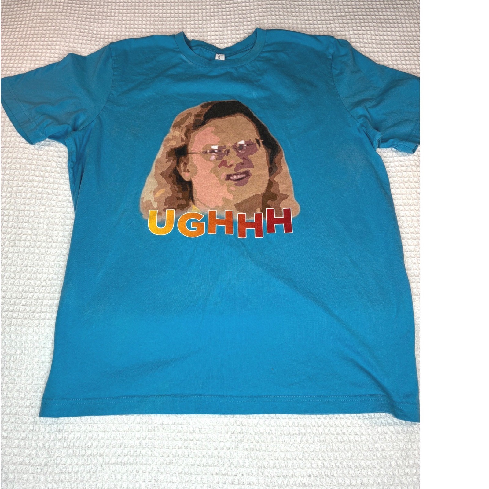 Canvas UGHHH Graphic T-Shirt Mens XL Turquoise Blue Short Sleeve Cotton Tee