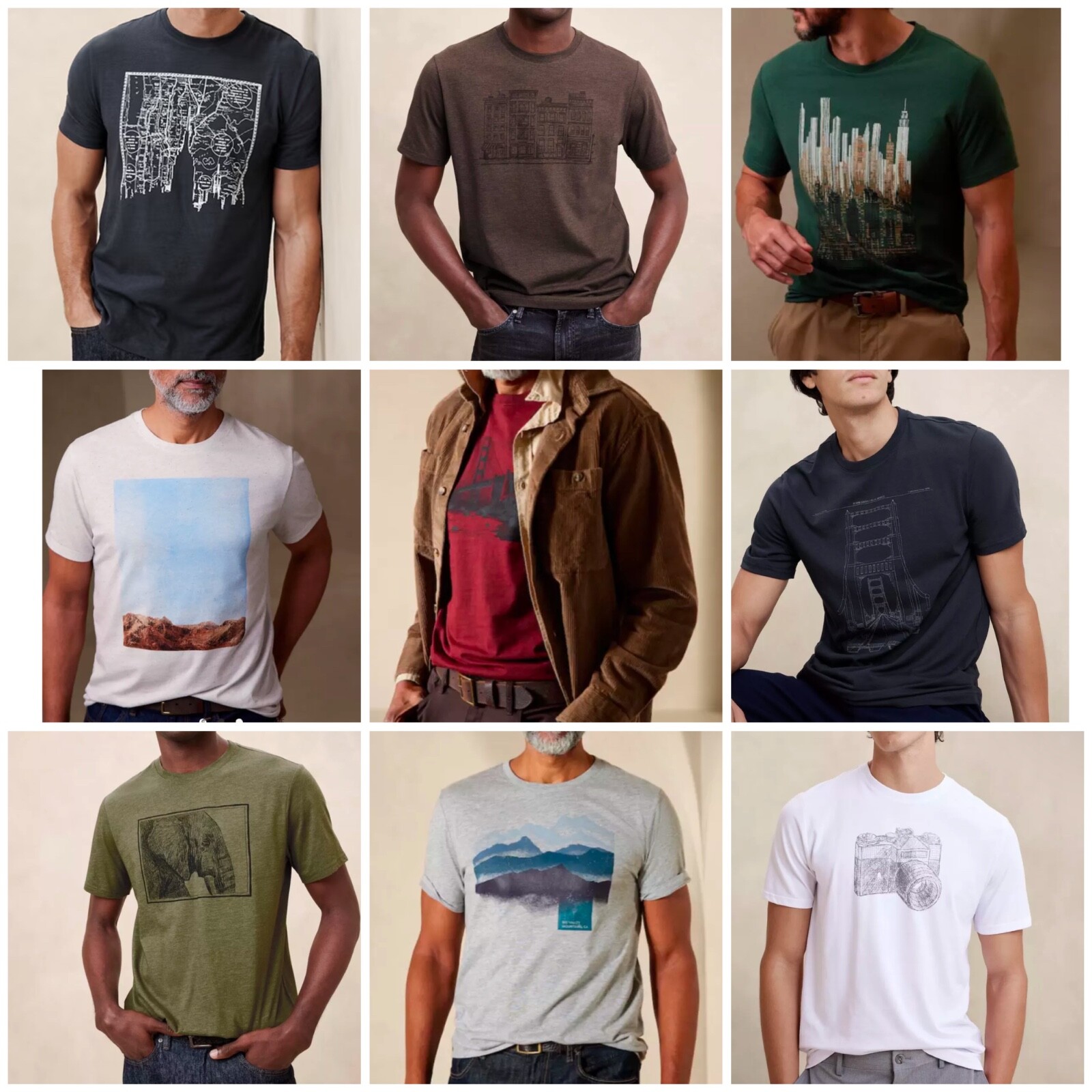 NWT BANANA REPUBLIC MEN’S Soft Graphic T-shirts Tees | Sizes: M, L, XL, 2XL