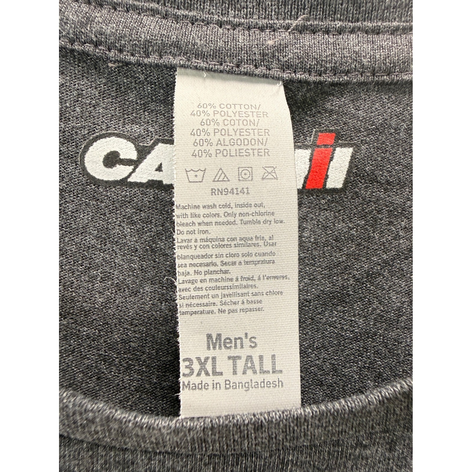 Case IH Farmall Tractor T-Shirt Mens 3XL Tall Gray Graphic Short Sleeve Tee
