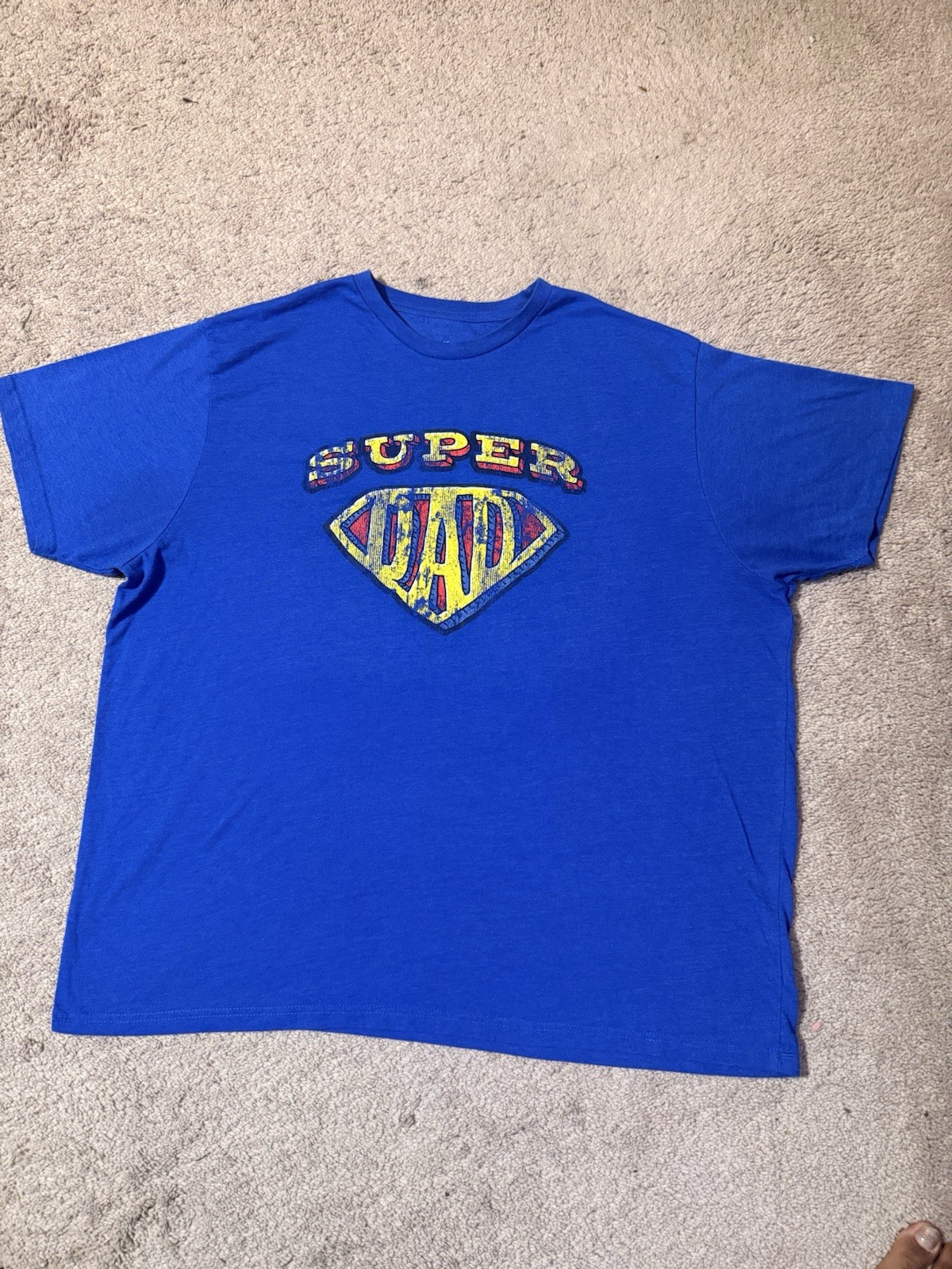 Super Dad Graphic Tshirt Men 2XL Blue distressed super hero fathers Day gildan