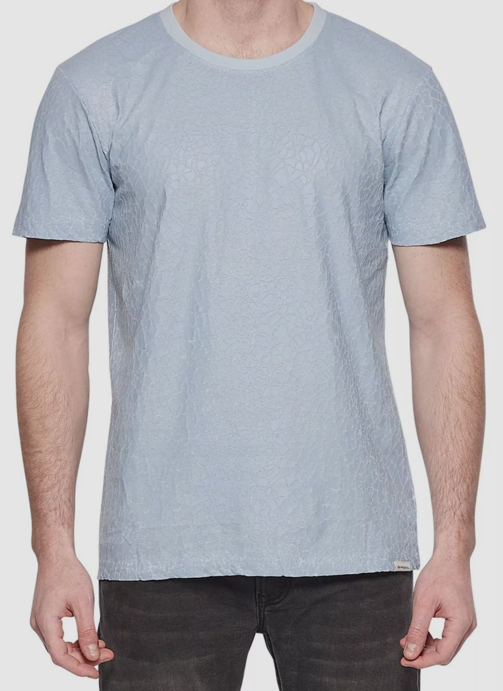 $65 Eleven Paris Men’s Blue Short-Sleeve Crewneck Crackle Cotton T-Shirt Size L