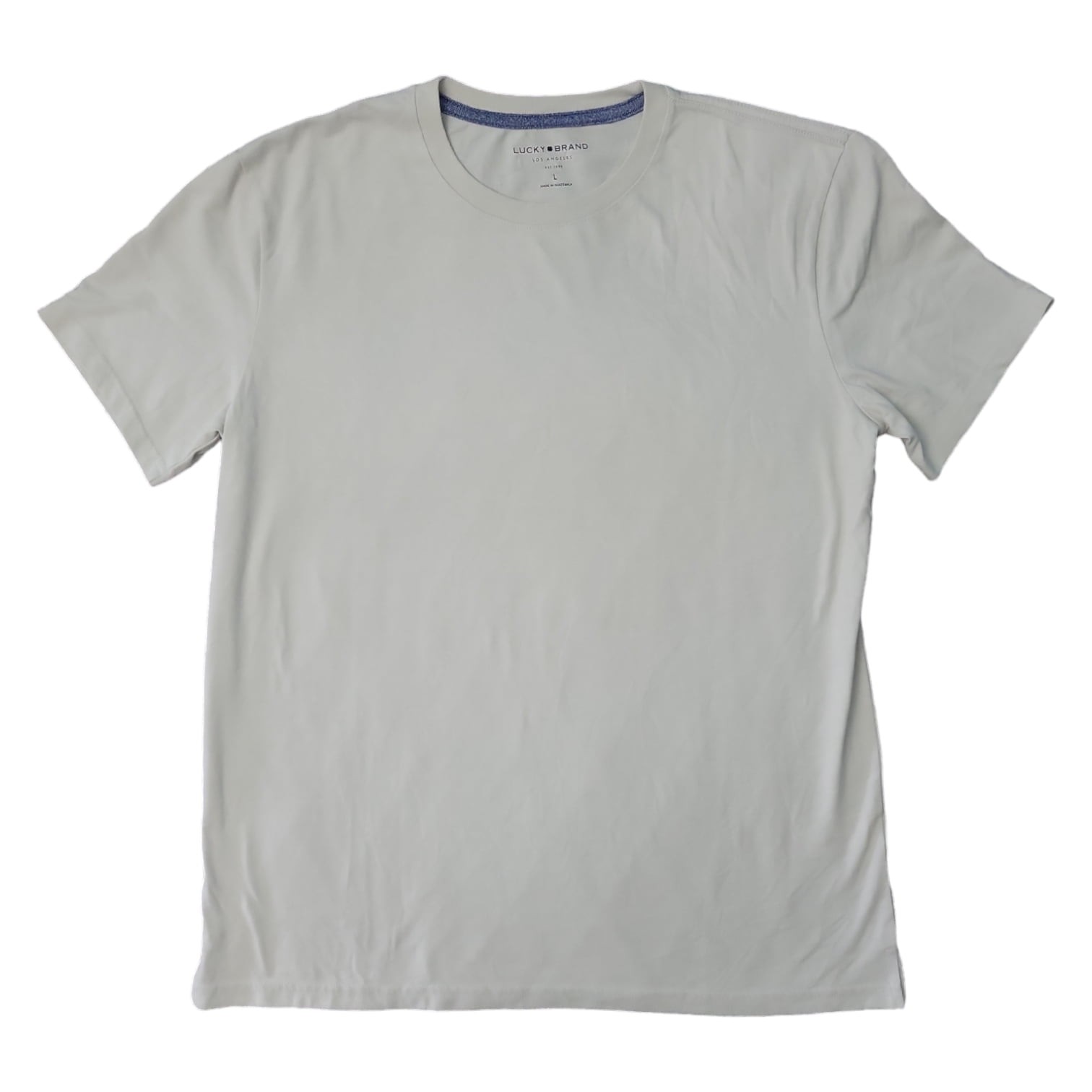 Lucky Brand Crewneck Ribbed Collar Short Sleeve Jersey Tee (Lunar Rock, XXL)