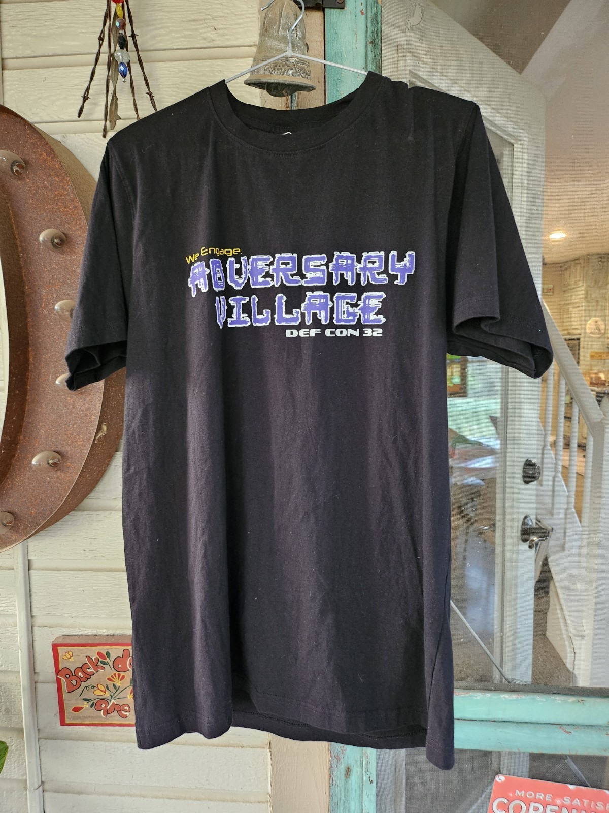 Black Adversary Village T Shirt Defcon 32 Engage Kindo Google AS Dize XL