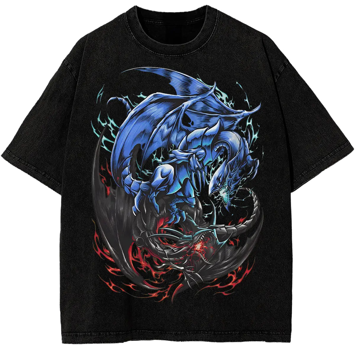 Blue-Eyes White Dragon vs Red-Eyes Black Dragon Anime Comfort Colors T-Shirt
