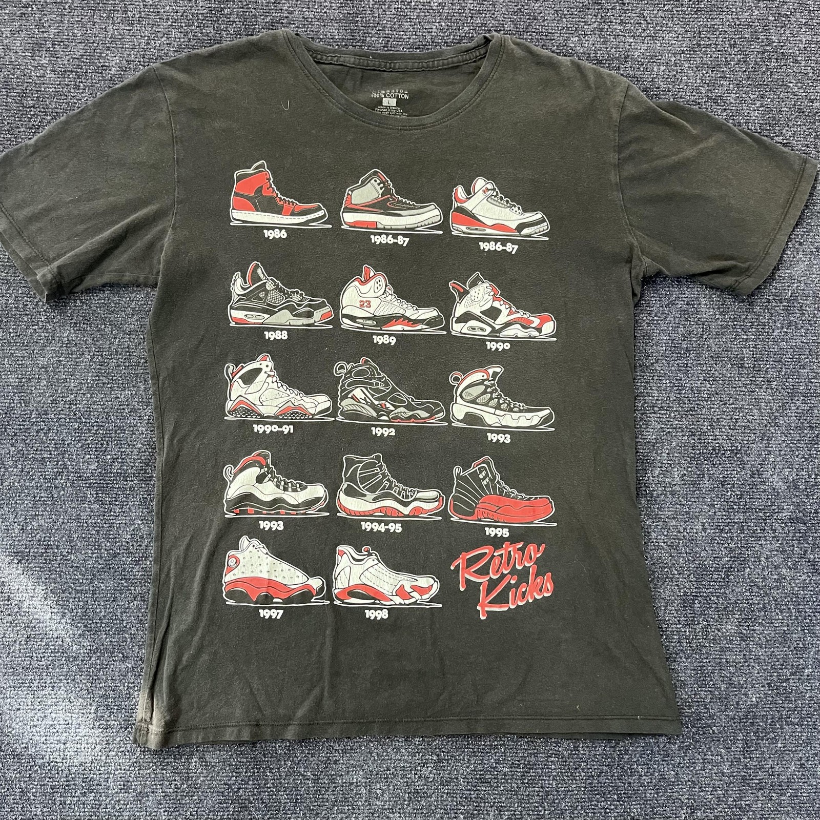 Retro Kicks Shirt Mens Large Sneakerhead Air Jordan Graphic Tee 80s 90s