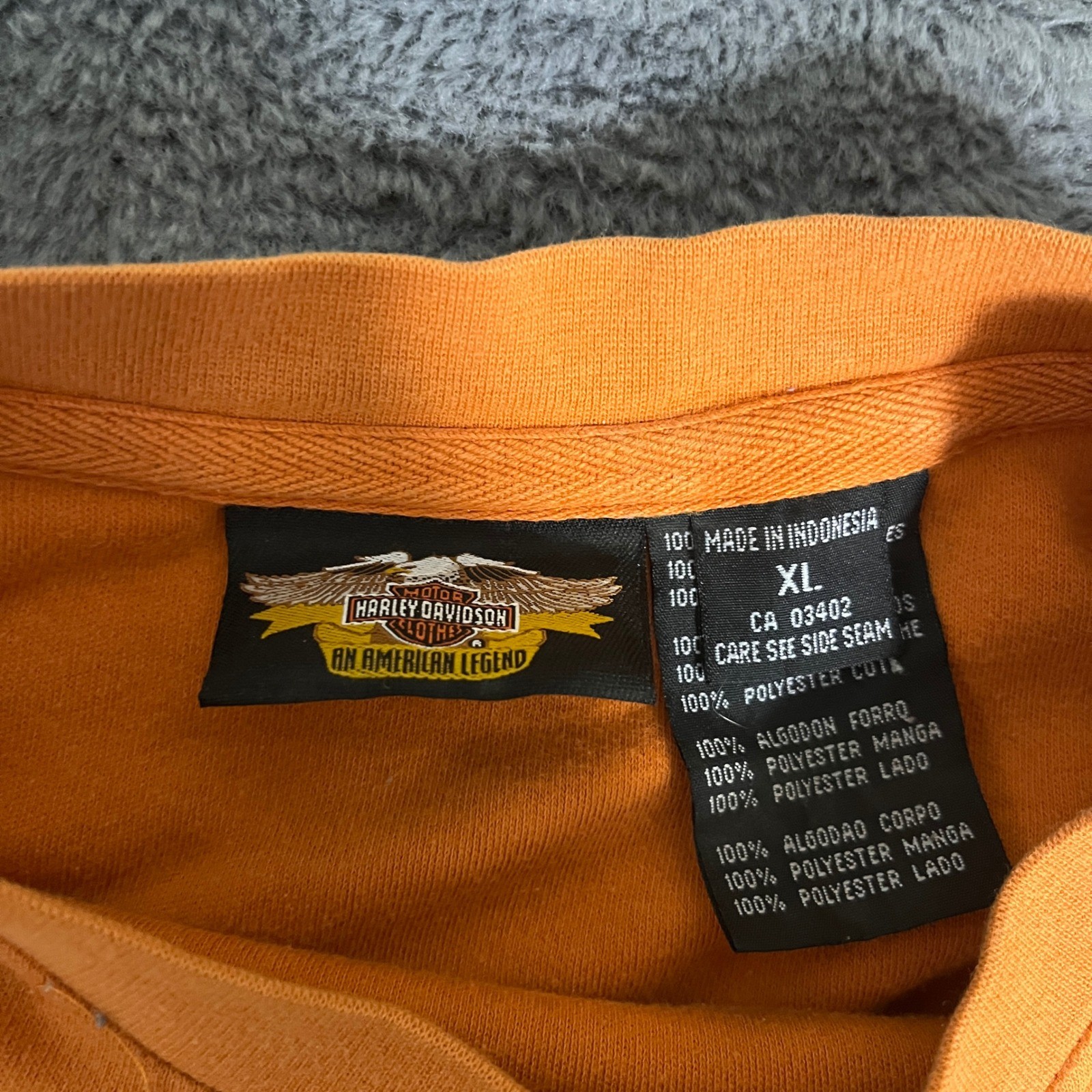 Harley Davidson Orange Black Mesh Panel T Shirt Tee Mens XL An American Legend