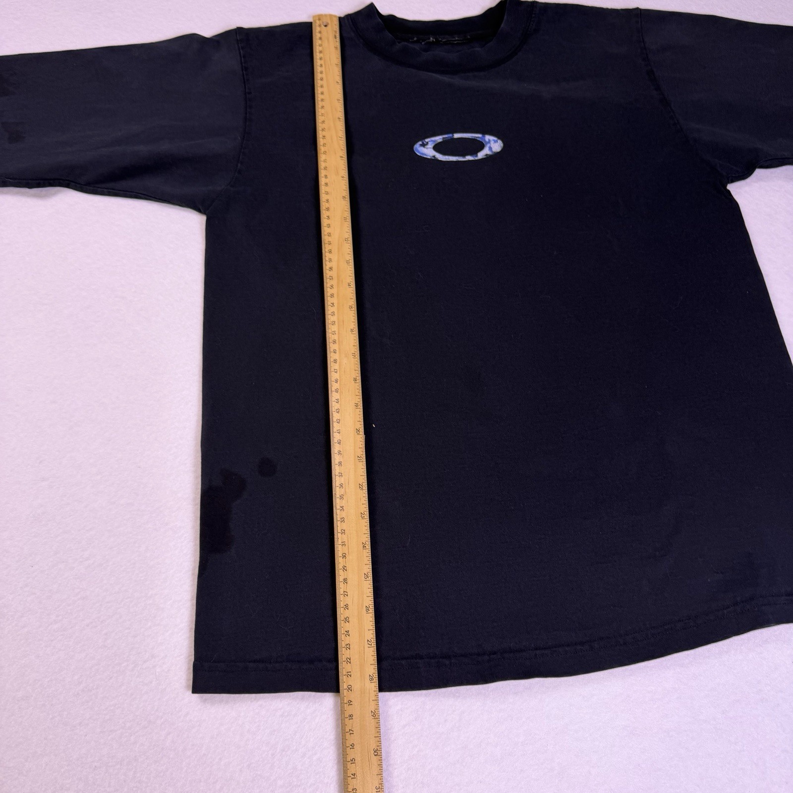 Vintage Oakley Software Long Sleeve T Shirt Black Blue Camo Ellipse Logo Size L