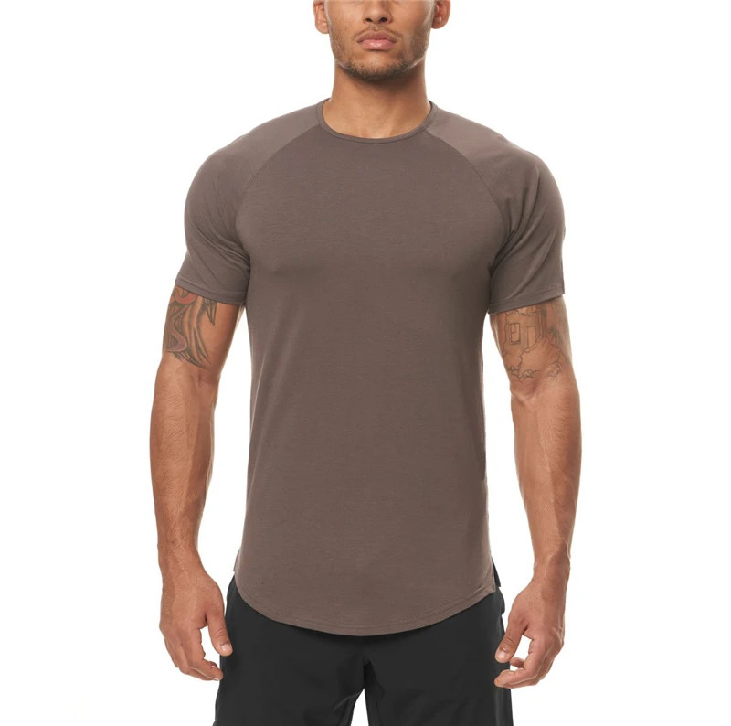 Solid Color Slim Fit Short Sleeve Tee Tops Gym Fitness Bodybuilding Workout Musc