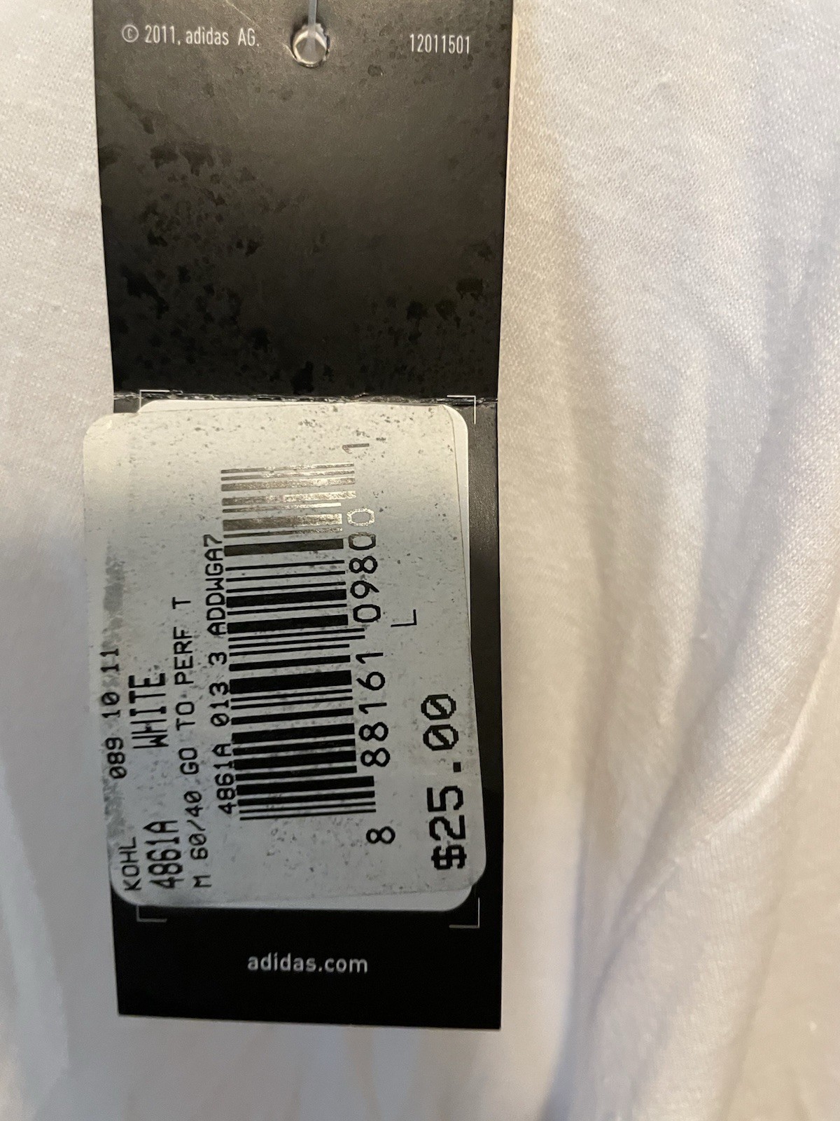 Adidas Men’s The Go To Performance Tee, NEW, White with Gray/Black Logo, Size L
