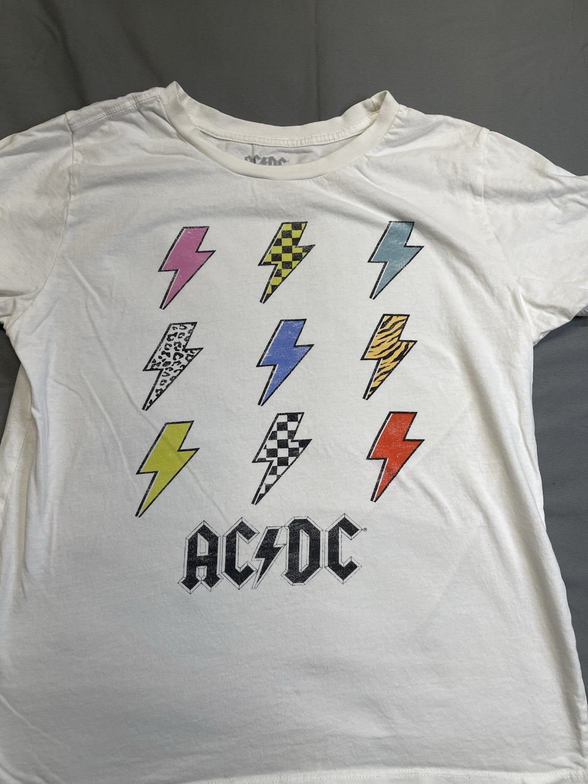 AC/DC Multi-Colored Lightning Bolts Graphic T-Shirt M