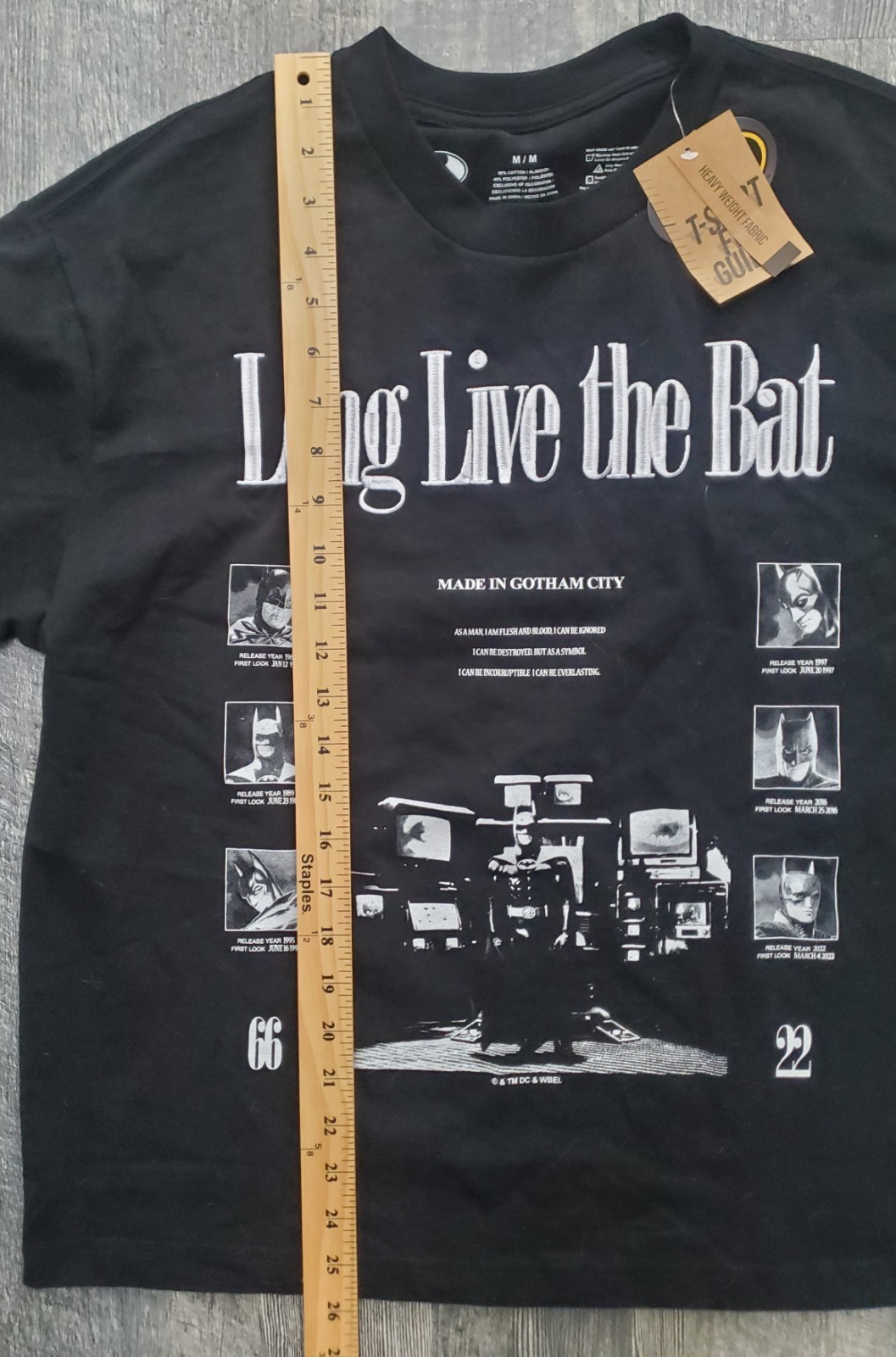 Batman The Theatrical Collection Double-Sided Embroidered T-Shirt~M~NEW W/ TAGS!