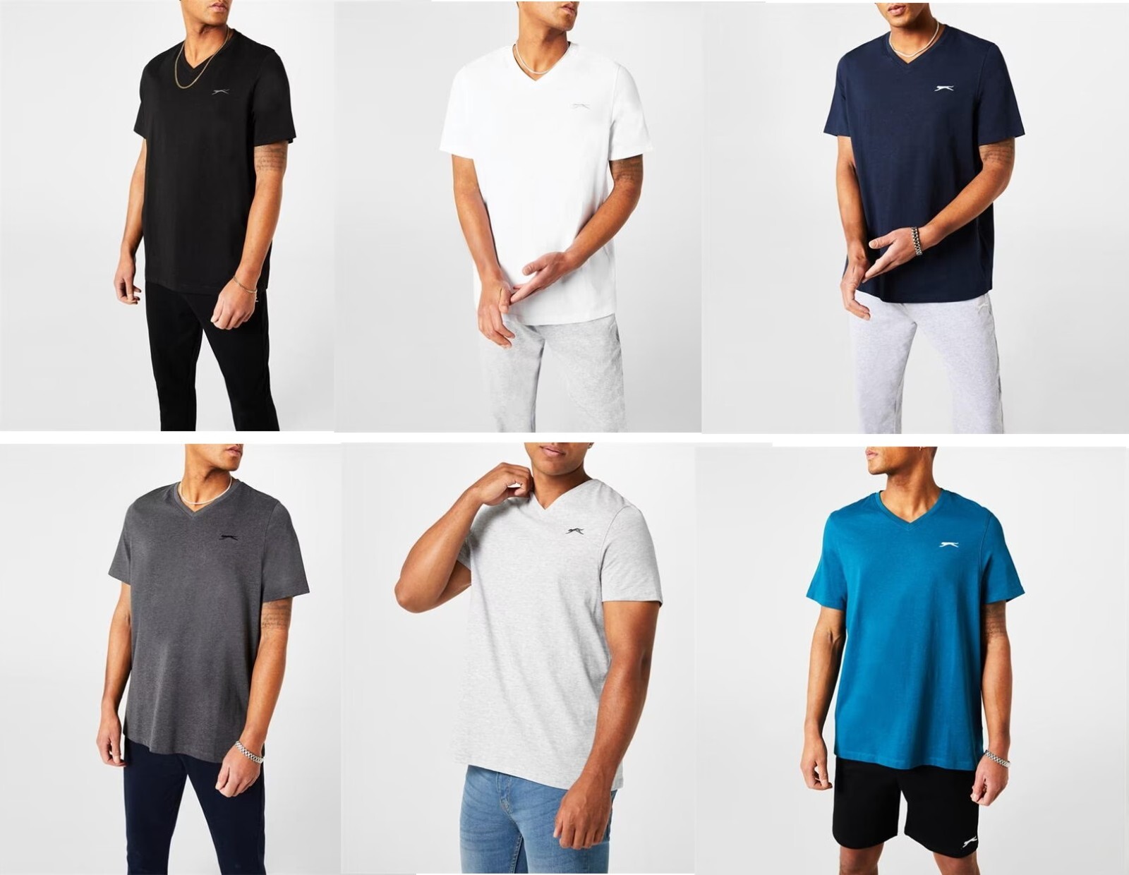 Mens Slazenger 100% Cotton V Neck T Shirt XS S M L XL XXL 3XL 4XL BNWT