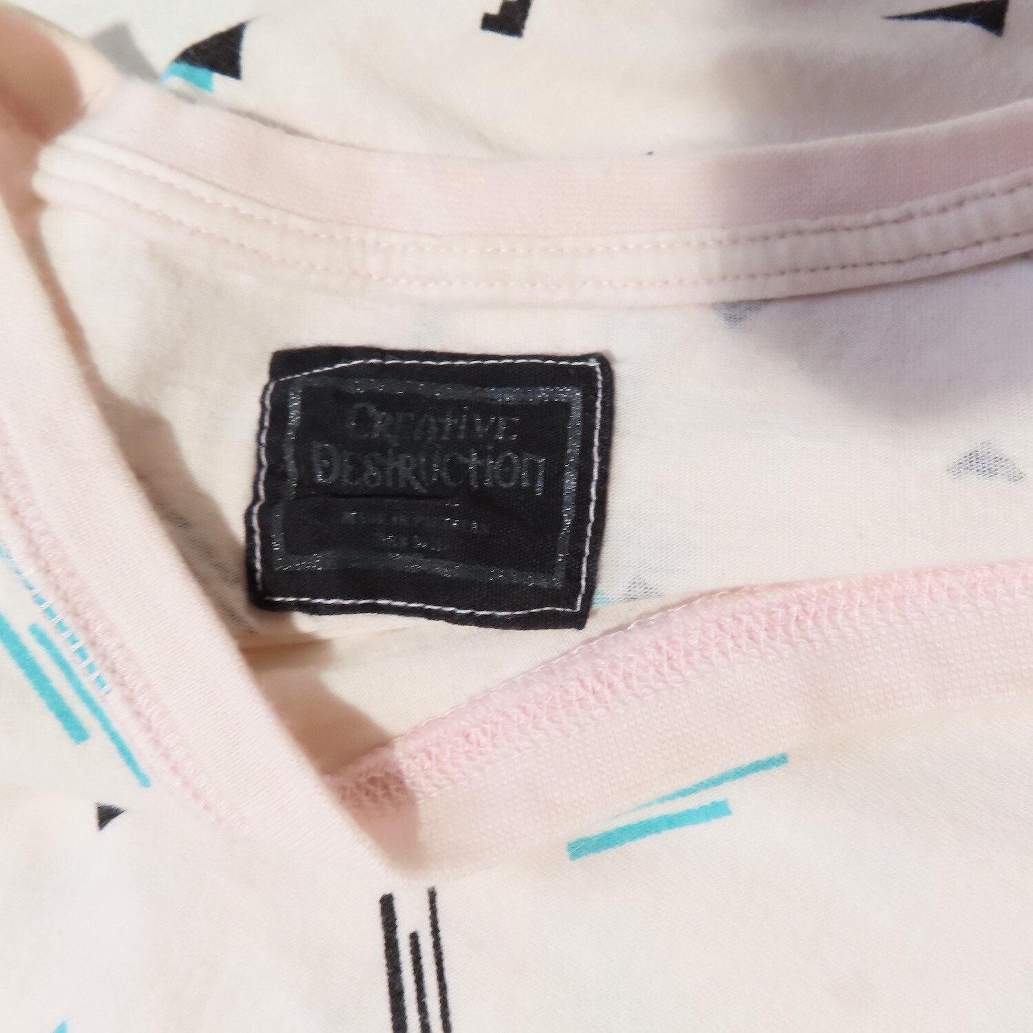 Creative Destruction Shirt Mens Large Pink Geometric Pocket Casual Preppy City