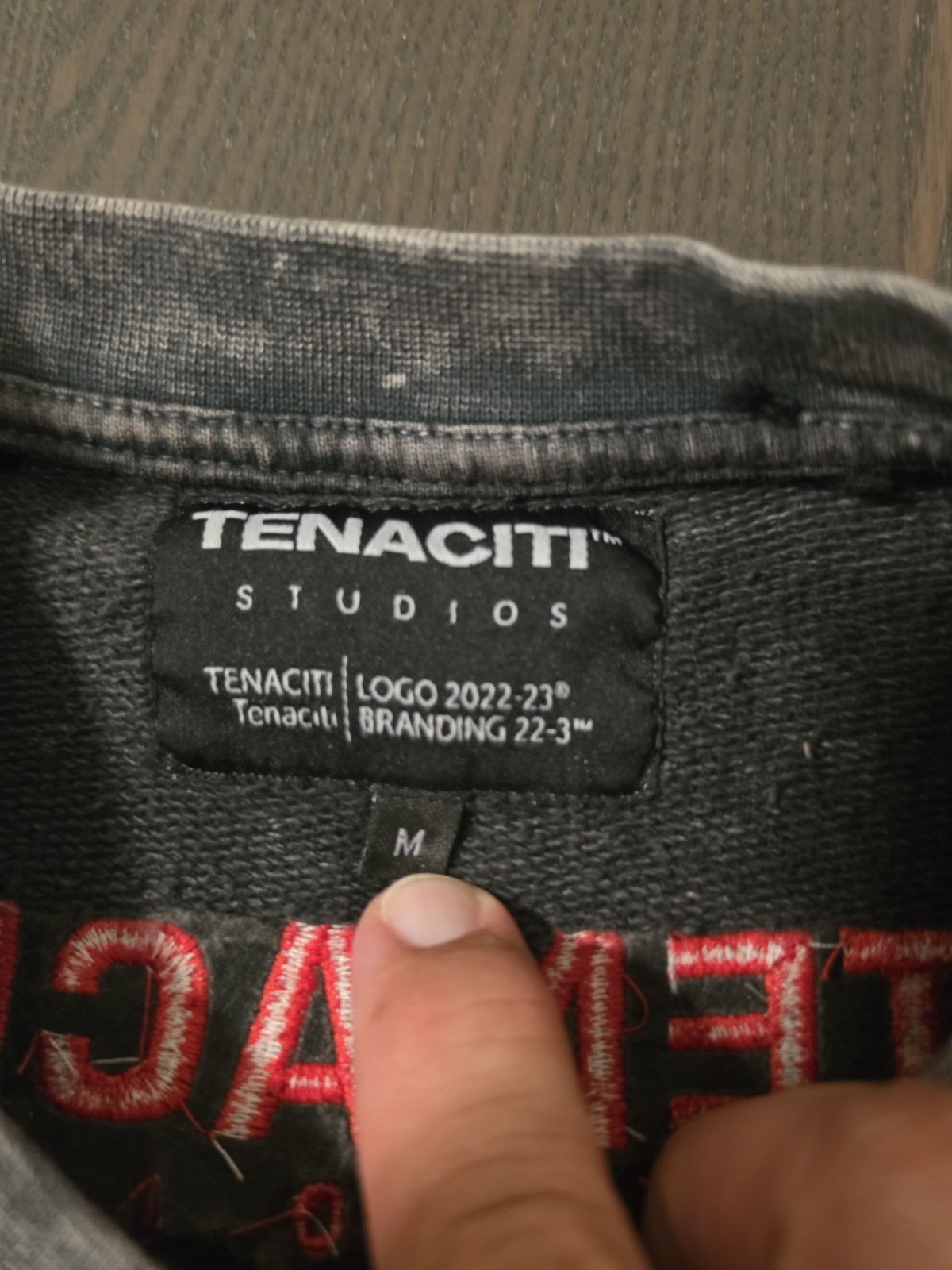 Tenaciti Black Acid Wash Embroidered T-Shirt America Logo Size Medium