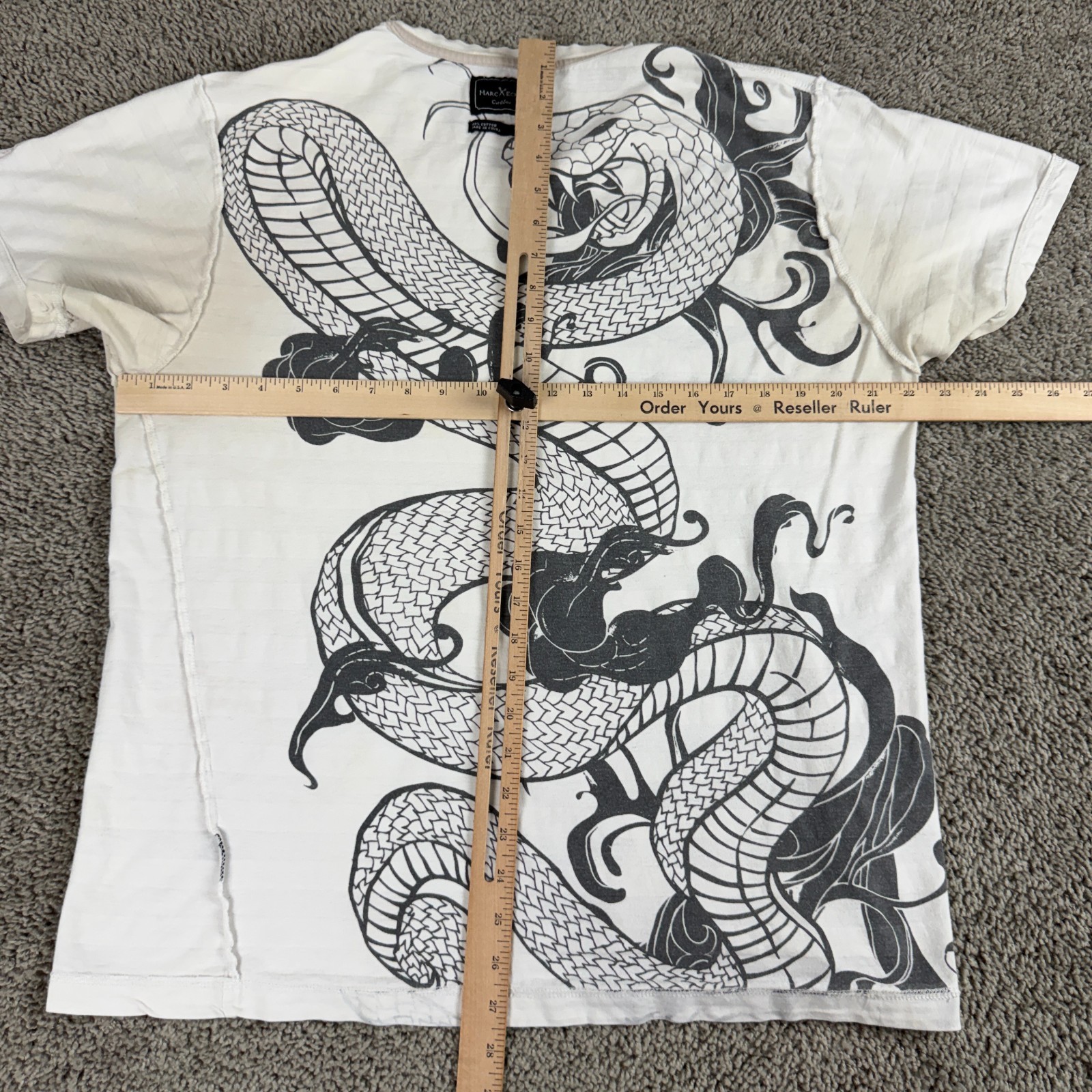 Marc Ecko Shirt Mens Extra Large White Gray Snake Reversible Print READ