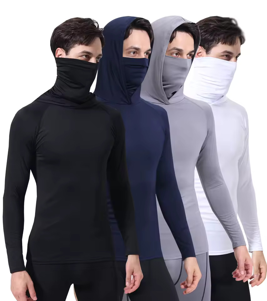 Performance Hoodie Long Sleeve T-Shirts, UPF 50+ Sun Protection Hooded Unisex
