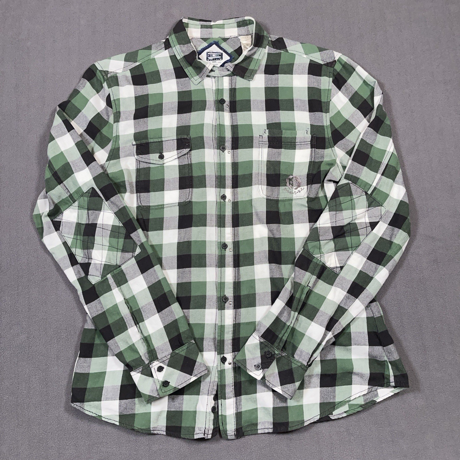 Diesel Amplified Plaid Flannel Shirt Mens XL Green Button Up L/S Y2K Style EUC