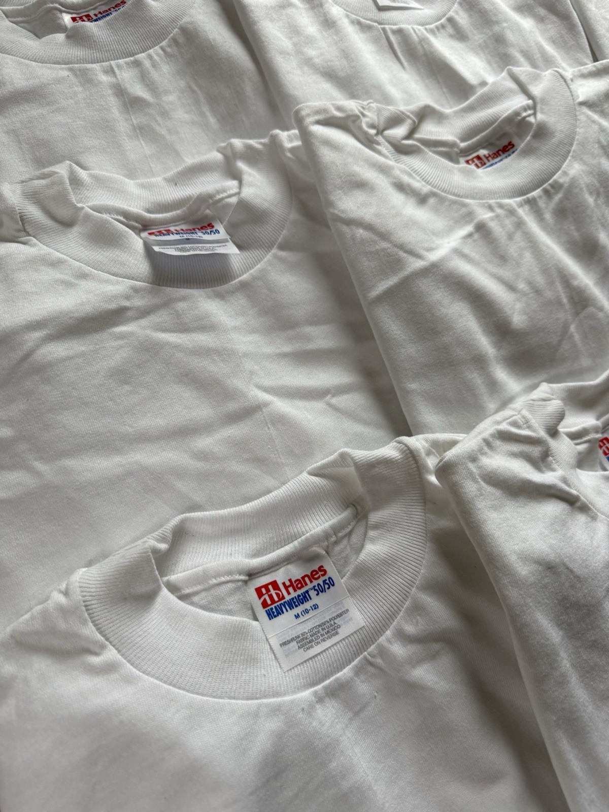 NOS Lot Of 12 Vintage 90s HANES HEAVYWEIGHT Blank WHITE T-Shirts Single Stitch S
