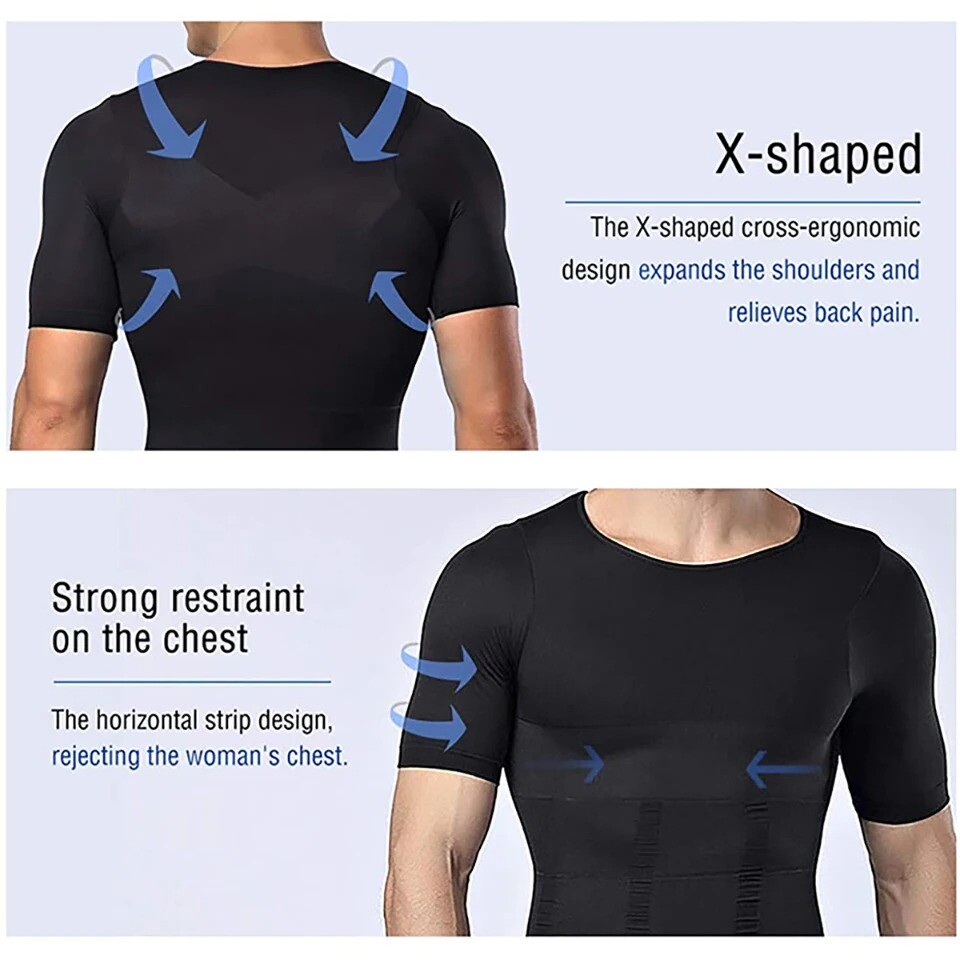 Gynecomastia Men’s Slimming Shaper Shirt Abs Abdomen Slim Compression Shapewear