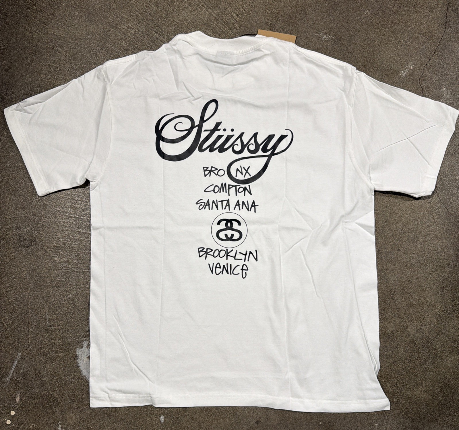 Stussy Shirt World Tour Tee Tshirt White Size XL NWT Double Sided Streetwear