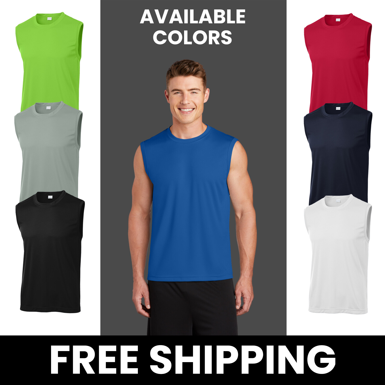 Sport-Tek Mens Sleeveless T-Shirt Moisture Gym Muscle USA New Summer ST352
