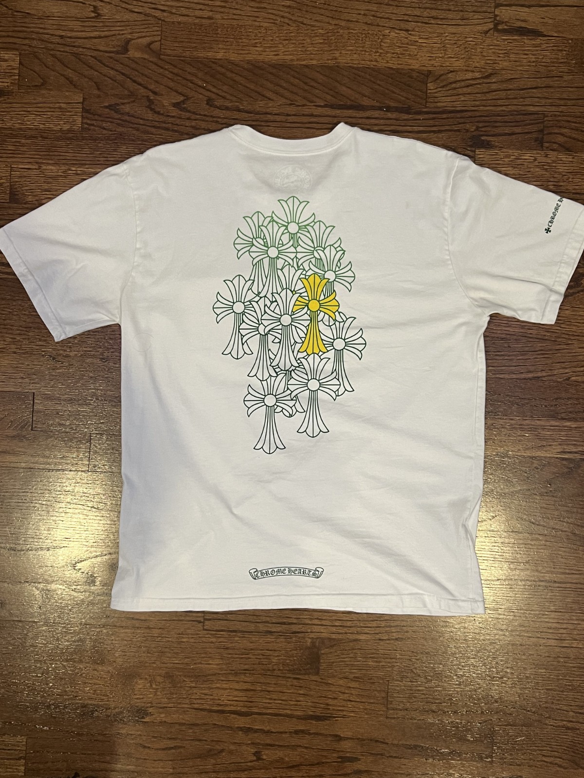 Chrome Hearts White & Green Cemetery Cross Logo T-Shirt Size Large