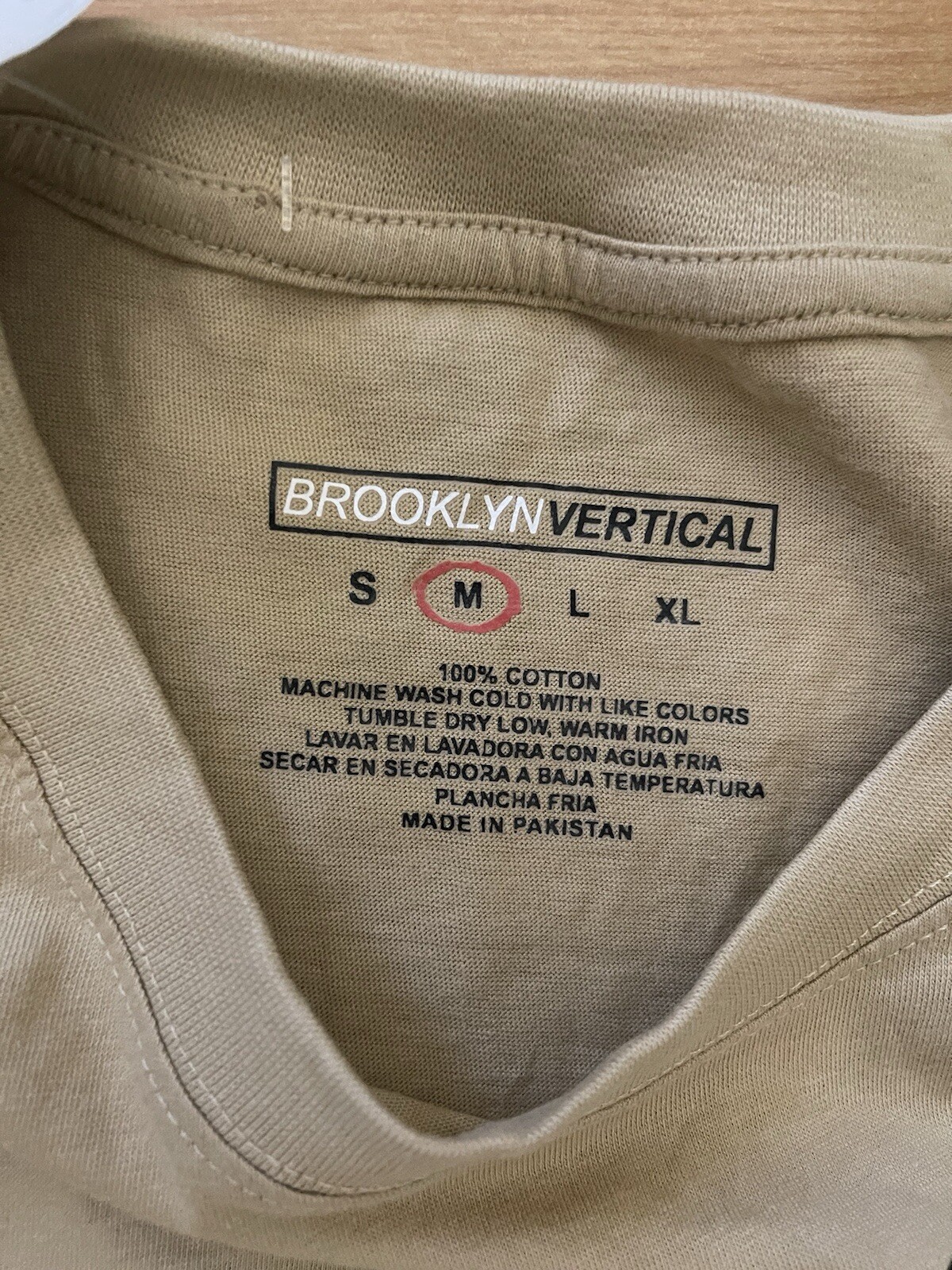 Brooklyn Vertical Graphic Bear T-shirt Tan Siz Medium NWT