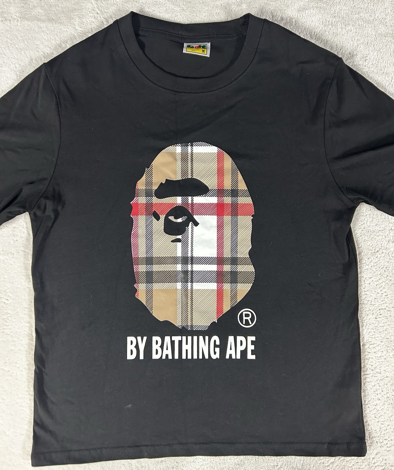 A Bathing Ape Men’s Black Logo Cotton T-Shirt Regular Size M TH3010037
