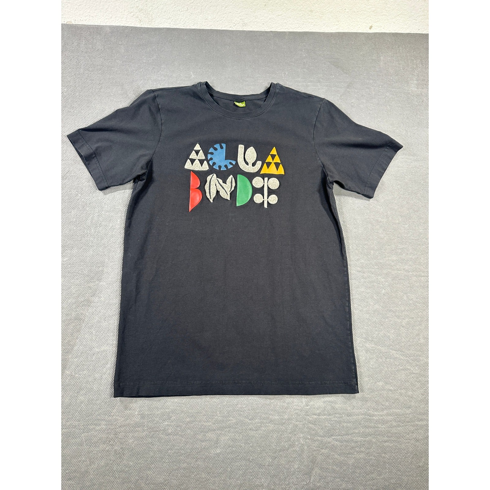 Agua Bendita Mens Graphic T-Shirt Black 3D Textured Abstract Logo Crew Neck S
