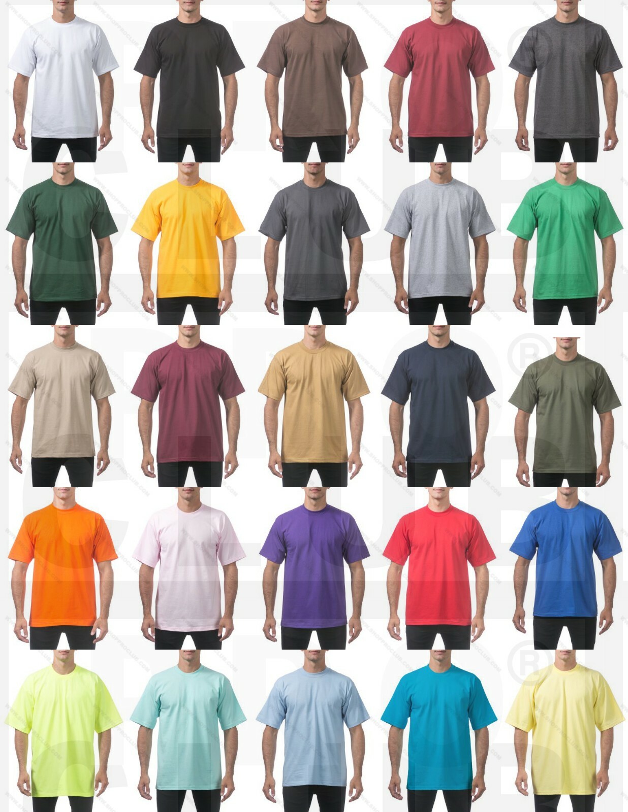 Pro Club Men’s Heavyweight Cotton Short Sleeve Crew Neck T-Shirt – 25 Colors