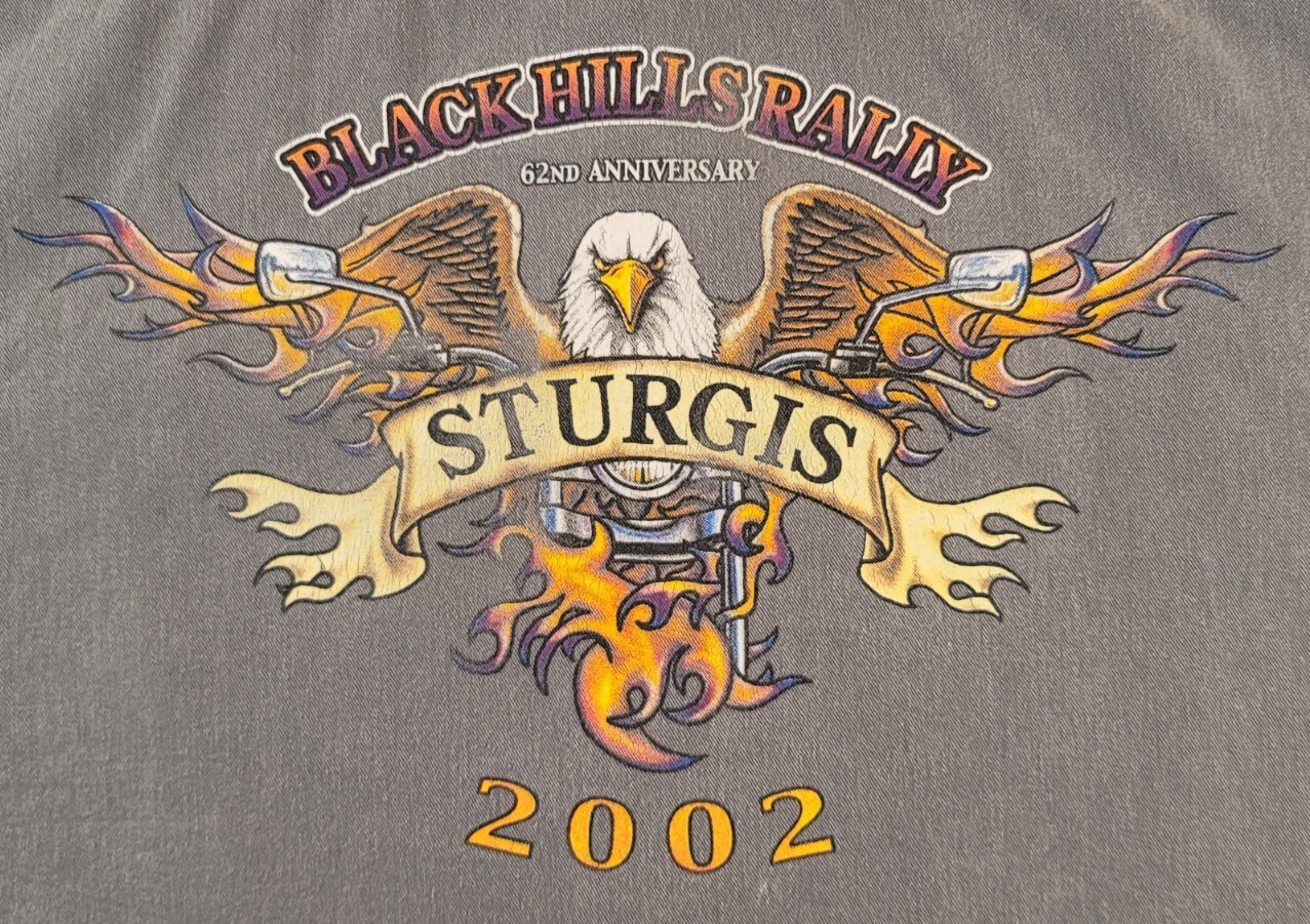 2002 Sturgis Black Hills Rally 62nd Anniversary Gray Denim Vest Jean Size L